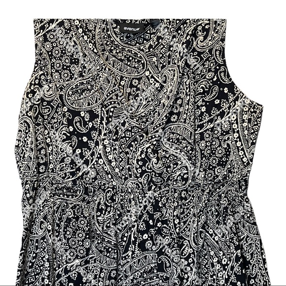 Avenue Faux Wrap Smocked A-Line Midi Dress Plus Size 22 / 24 Black - Picture 3 of 5